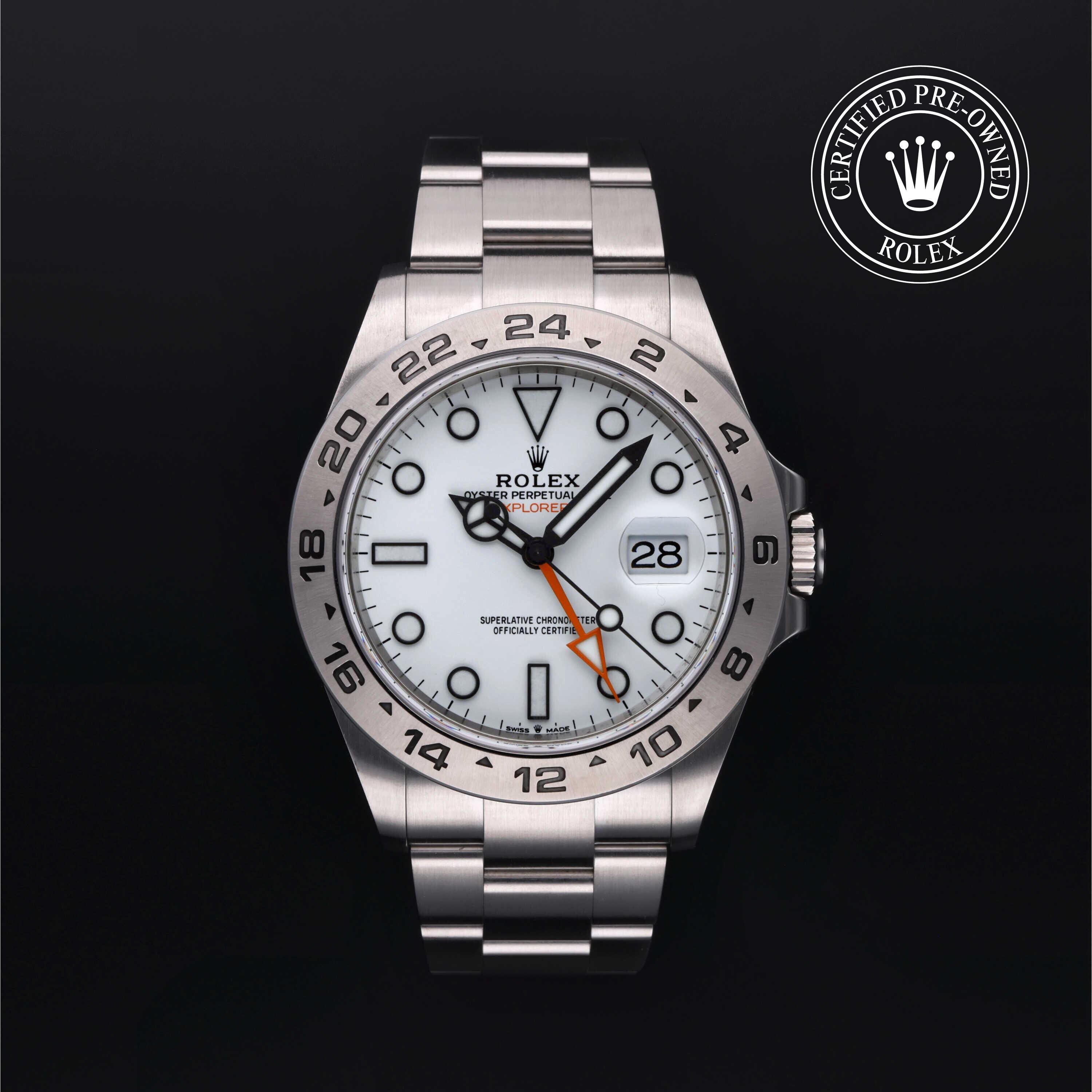 Rolex Certified Pre-owned Explorer M226570-0001 front on black background