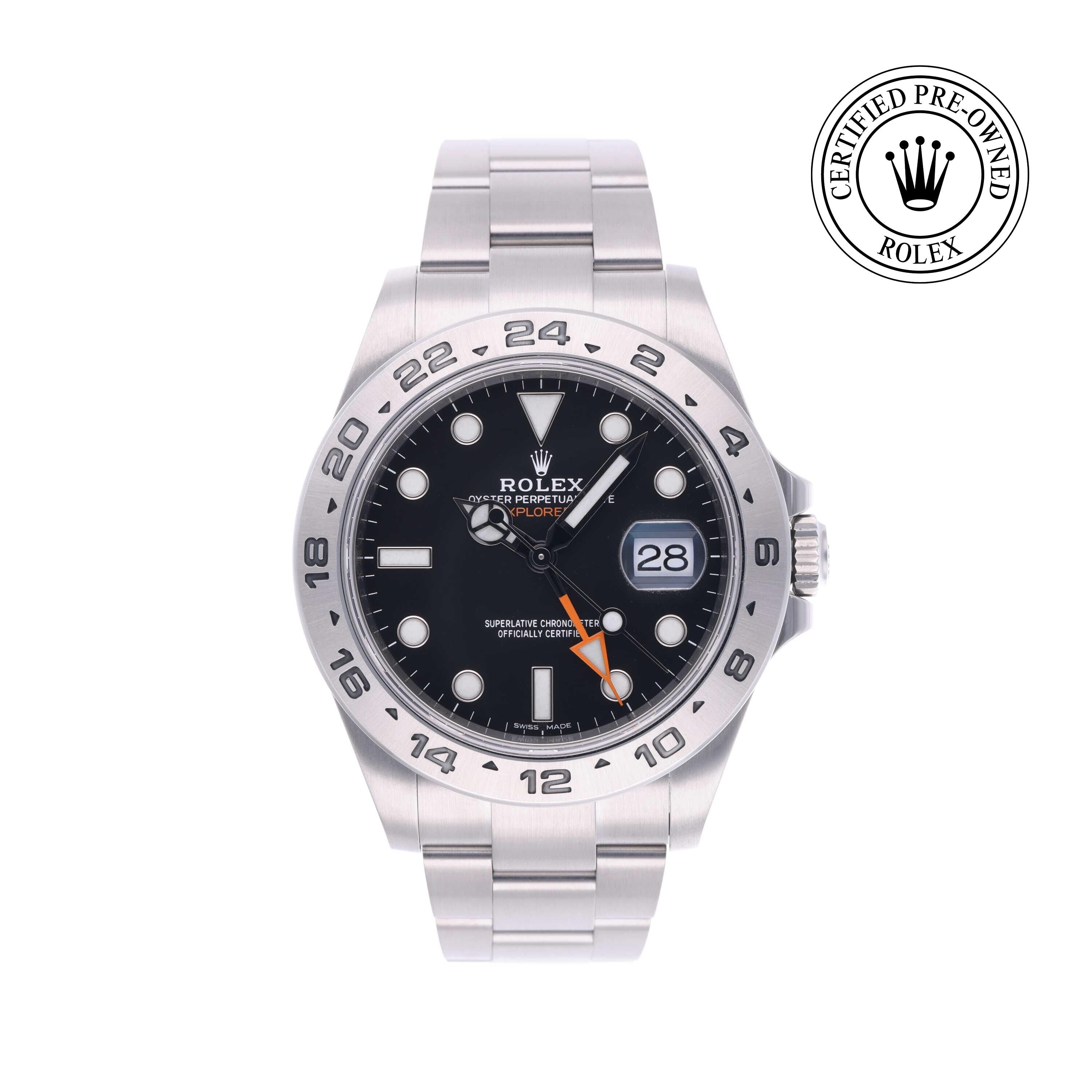 Rolex Certified Pre-owned Explorer M216570-0002 front on white background