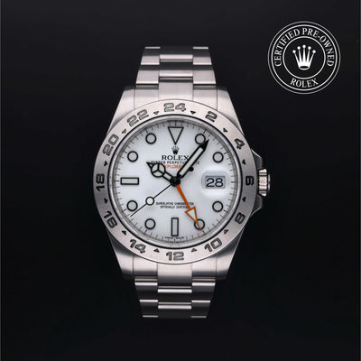 Rolex Certified Pre-owned Explorer M216570-0001 front on black background