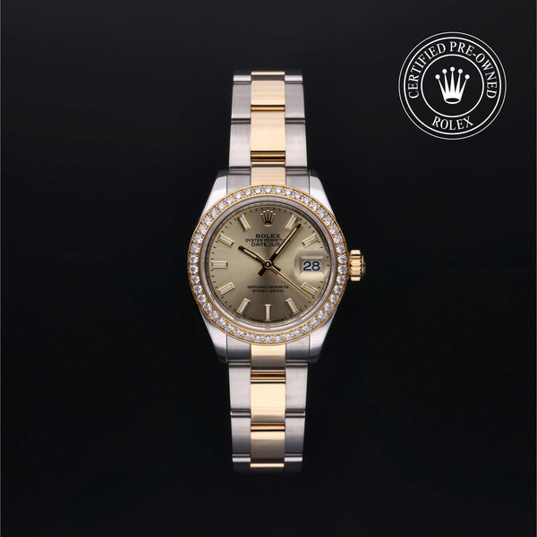Rolex Certified Pre-owned Lady Datejust M279383RBR-0002 front on black background