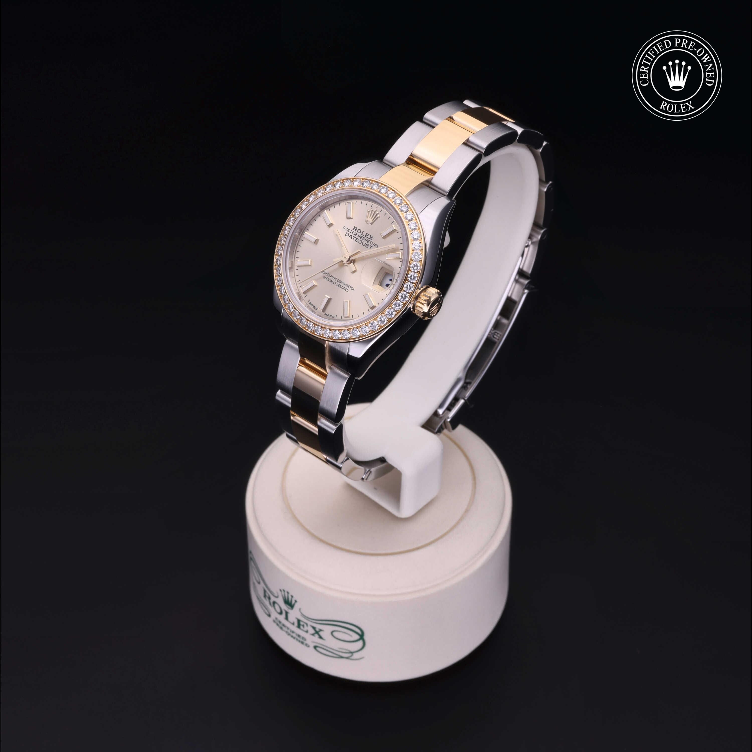 Rolex Certified Pre-owned Lady Datejust M279383RBR-0002 front on black background