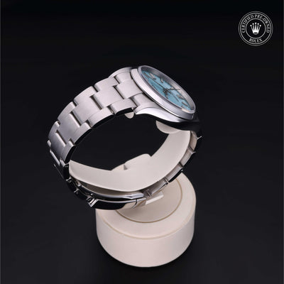 Rolex Certified Pre-owned Oyster Perpetual M126000-0006 front on black background