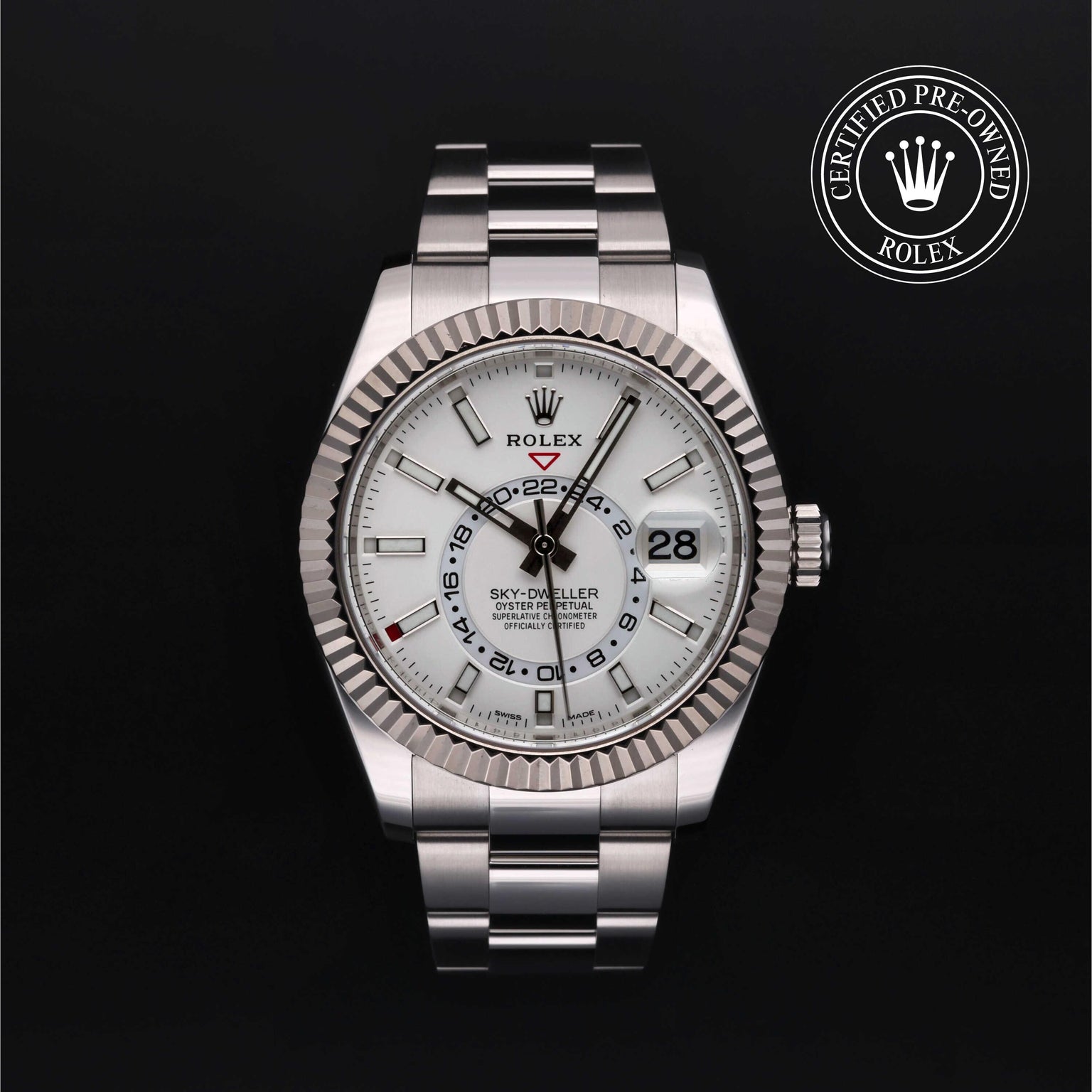 Rolex CPO Sky-Dweller M326934 front on white background