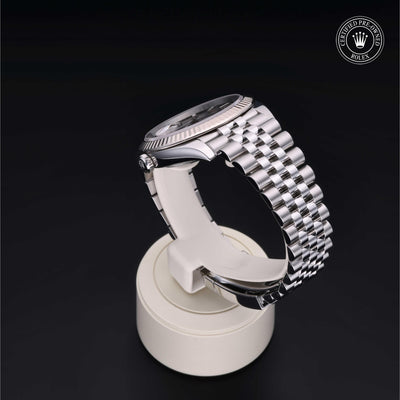 Rolex Certified Pre-owned Datejust M126334-0014 front on black background