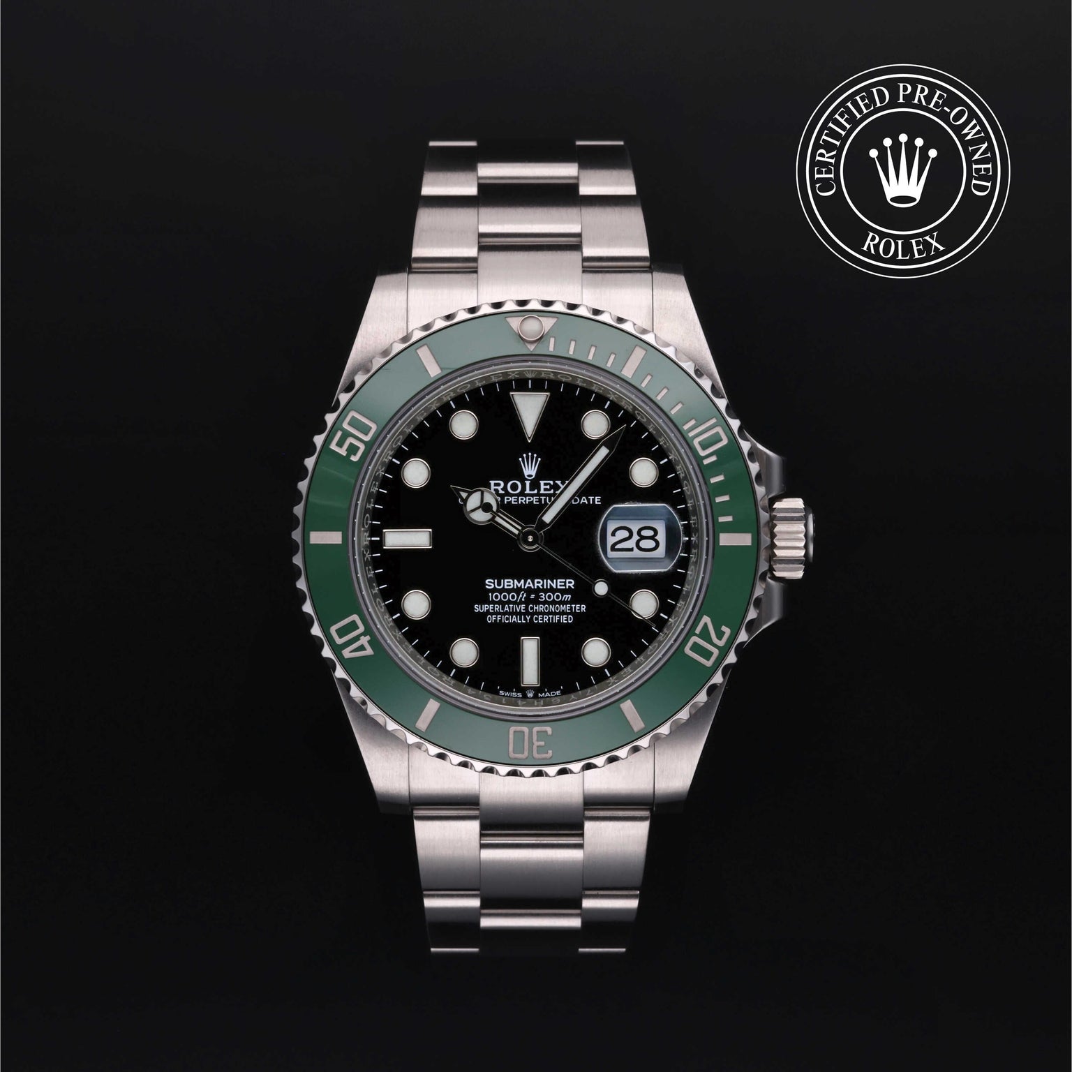 Rolex CPO Submariner M126610LV front on white background