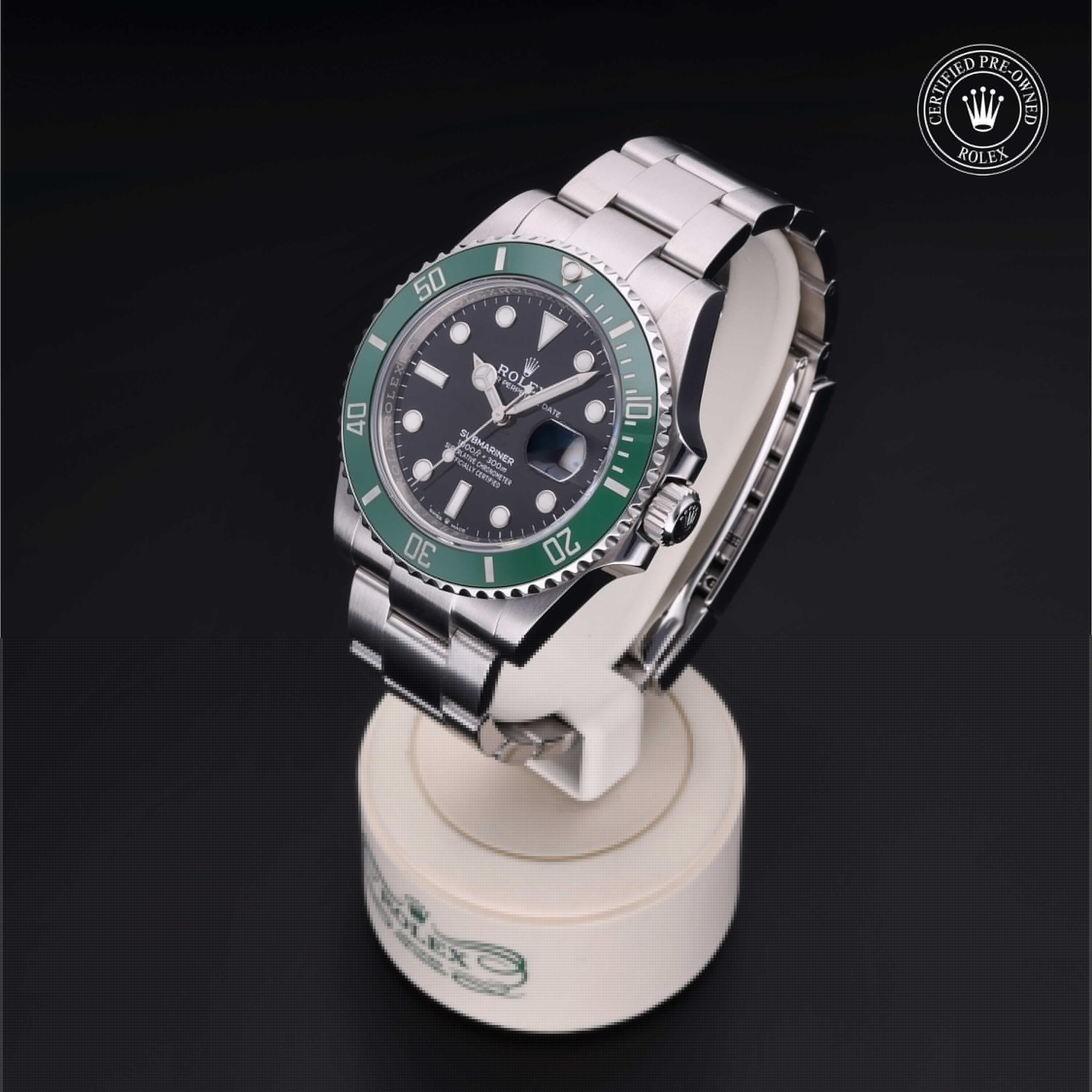 Rolex CPO Submariner M126610LV front on white background