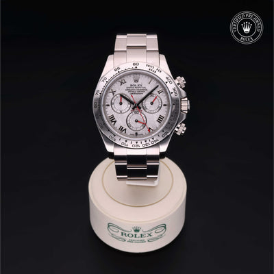 Rolex Certified Pre-owned Daytona M116509-0016 front on black background