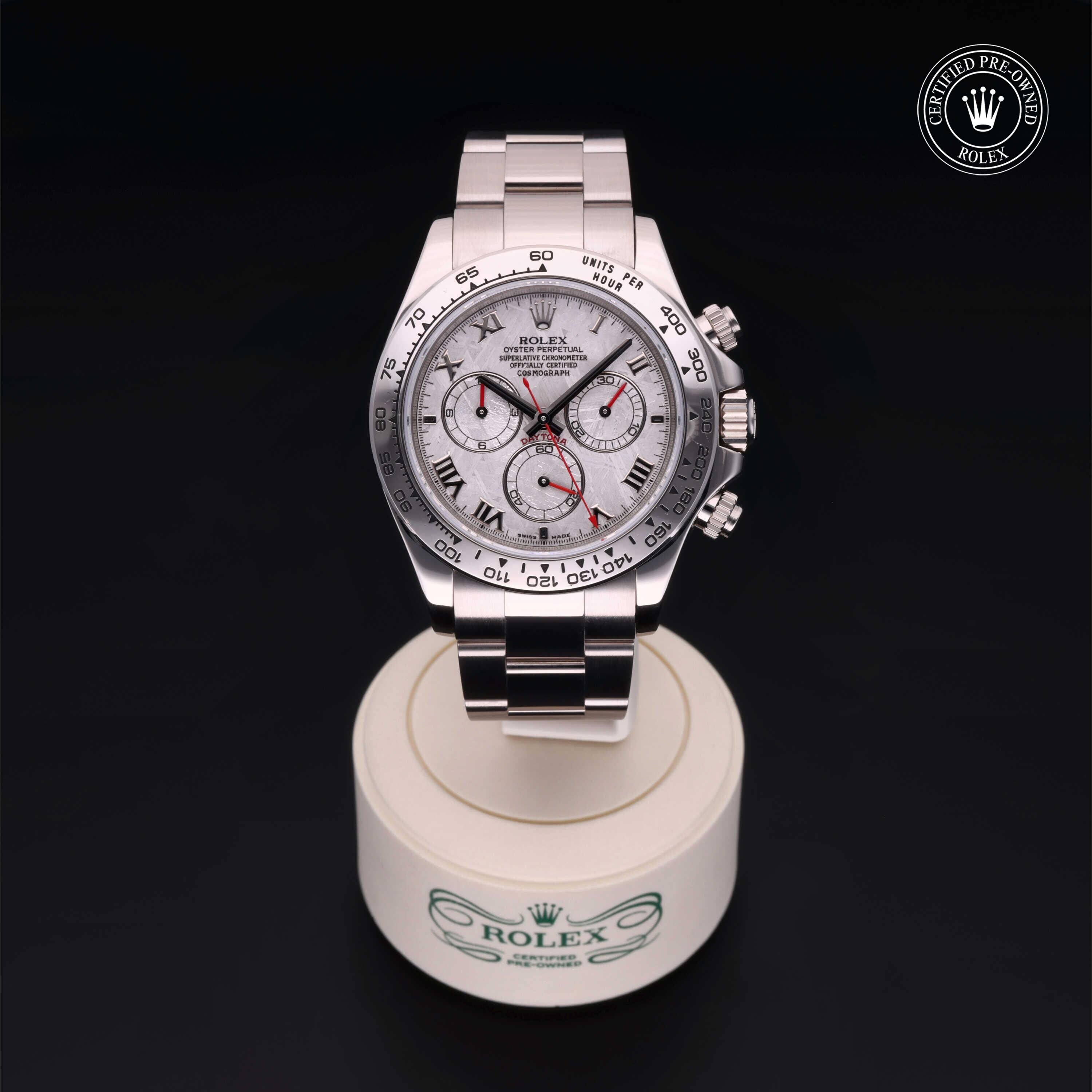 Rolex Certified Pre-owned Daytona M116509-0016 front on black background