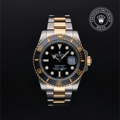Rolex Certified Pre-owned Submariner M116613LN-0001 front on black background