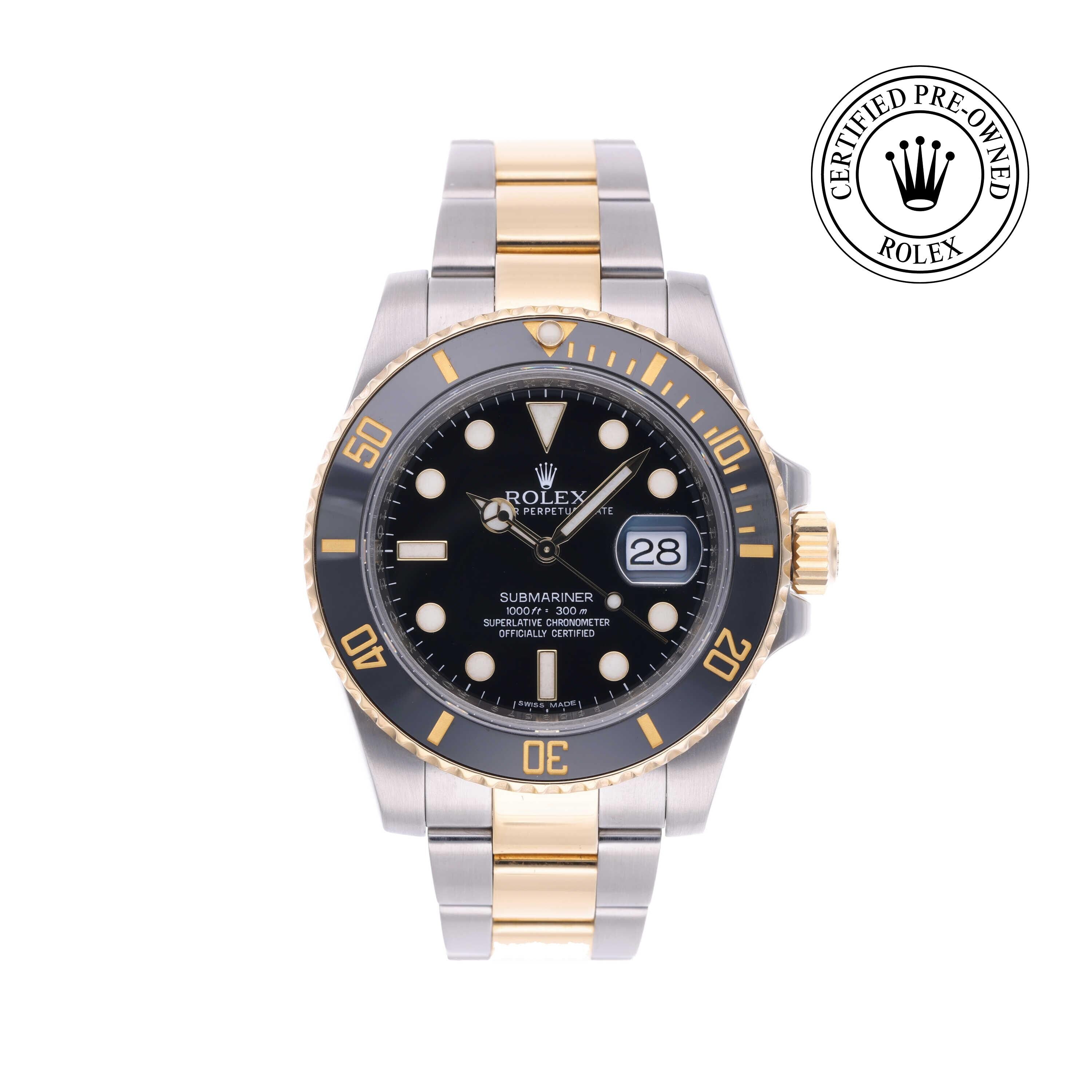 Rolex Certified Pre-owned Submariner M116613LN-0001 front on white background