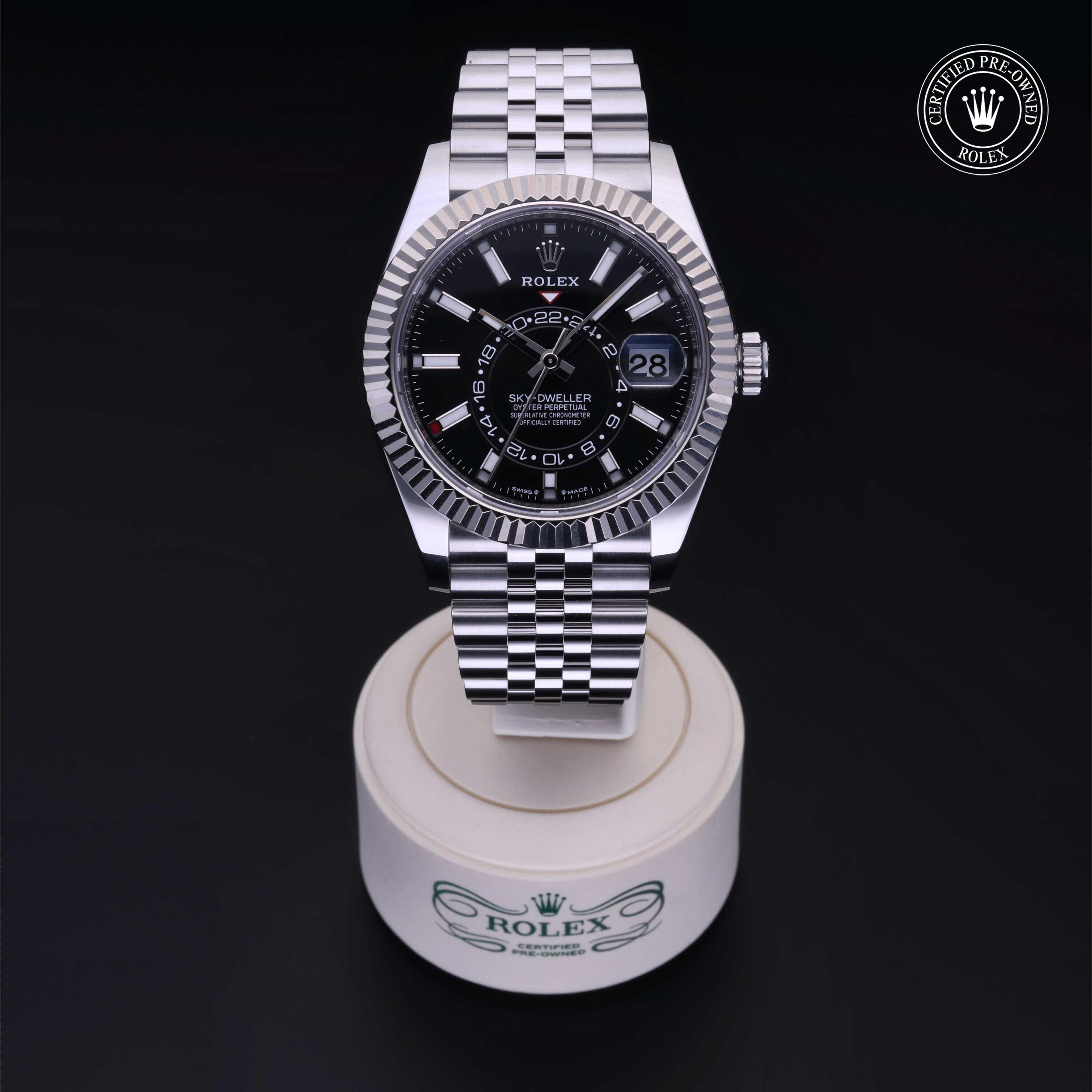 Rolex Certified Pre-owned Sky-Dweller M336934-0008 front on black background