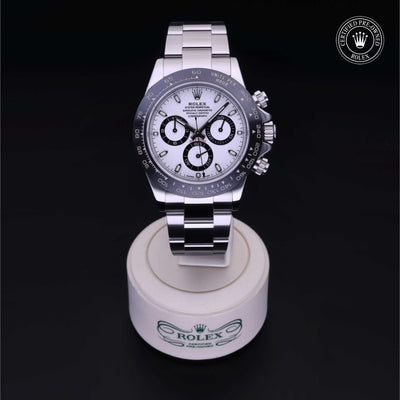 Rolex Certified Pre-owned Daytona M116500LN-0001 front on black background