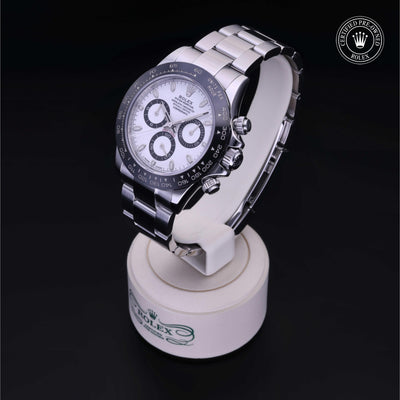 Rolex Certified Pre-owned Daytona M116500LN-0001 front on black background