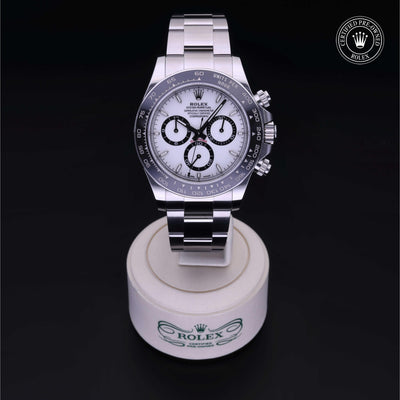 Rolex Certified Pre-owned Daytona M126500LN-0001 front on black background