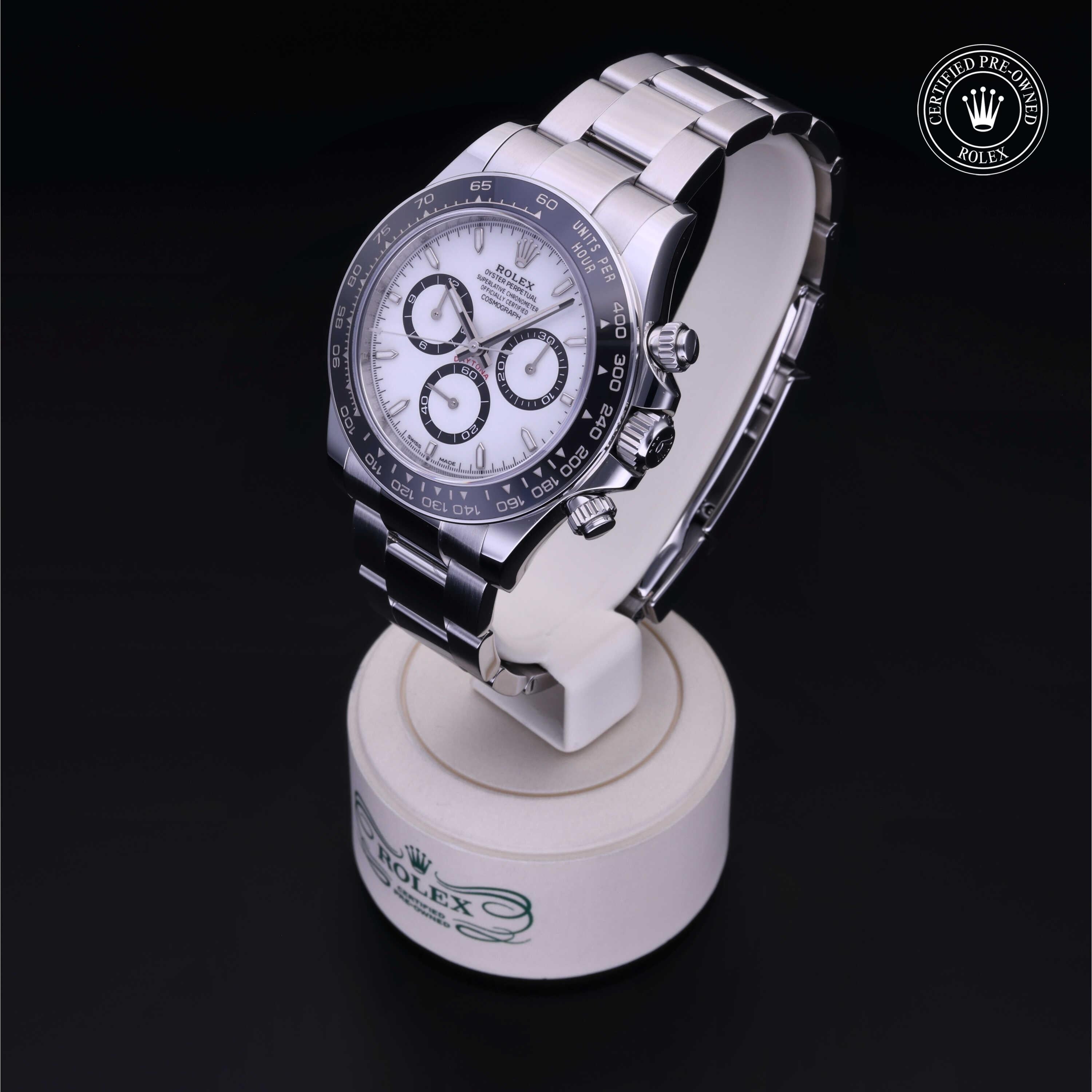 Rolex Certified Pre-owned Daytona M126500LN-0001 front on black background