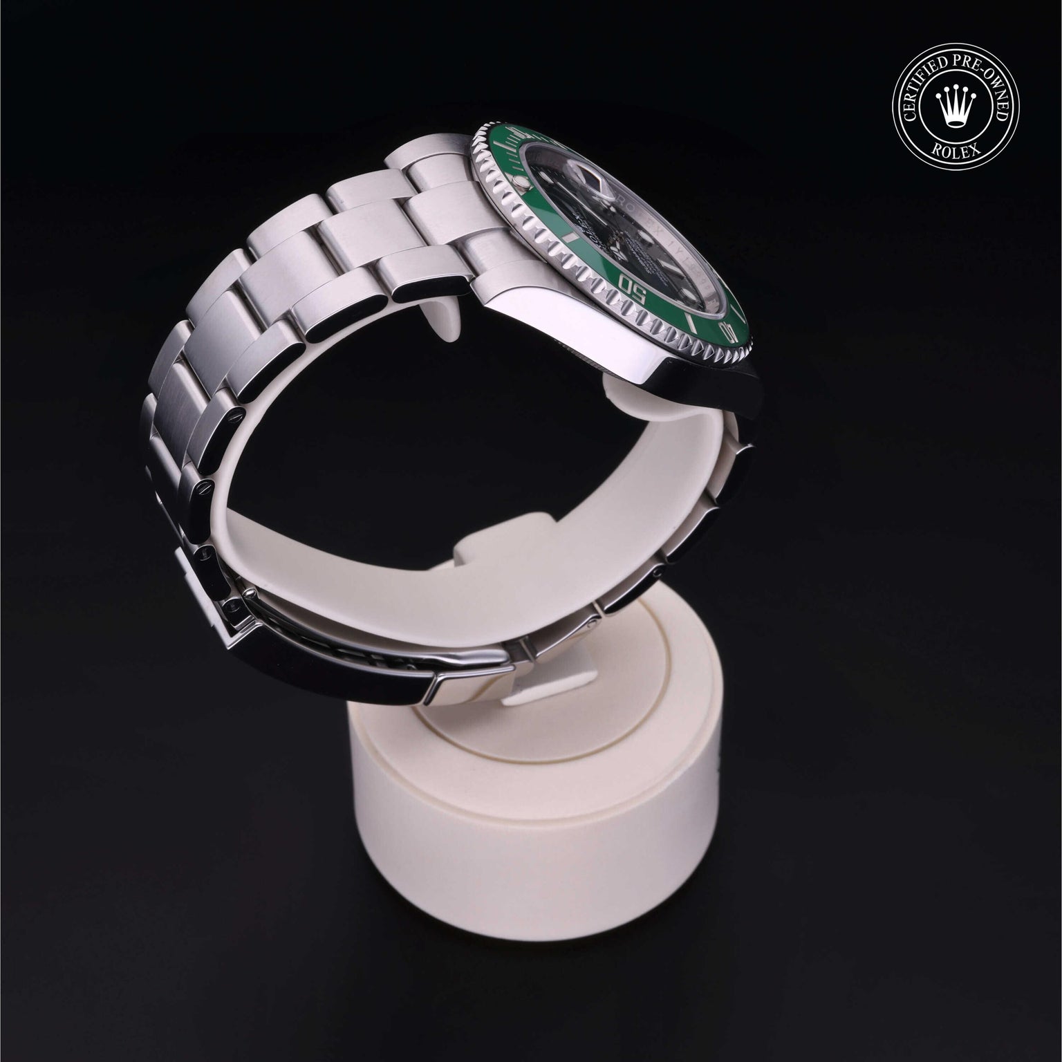 Rolex Certified Pre-owned Submariner M116610LV-0002 front on black background