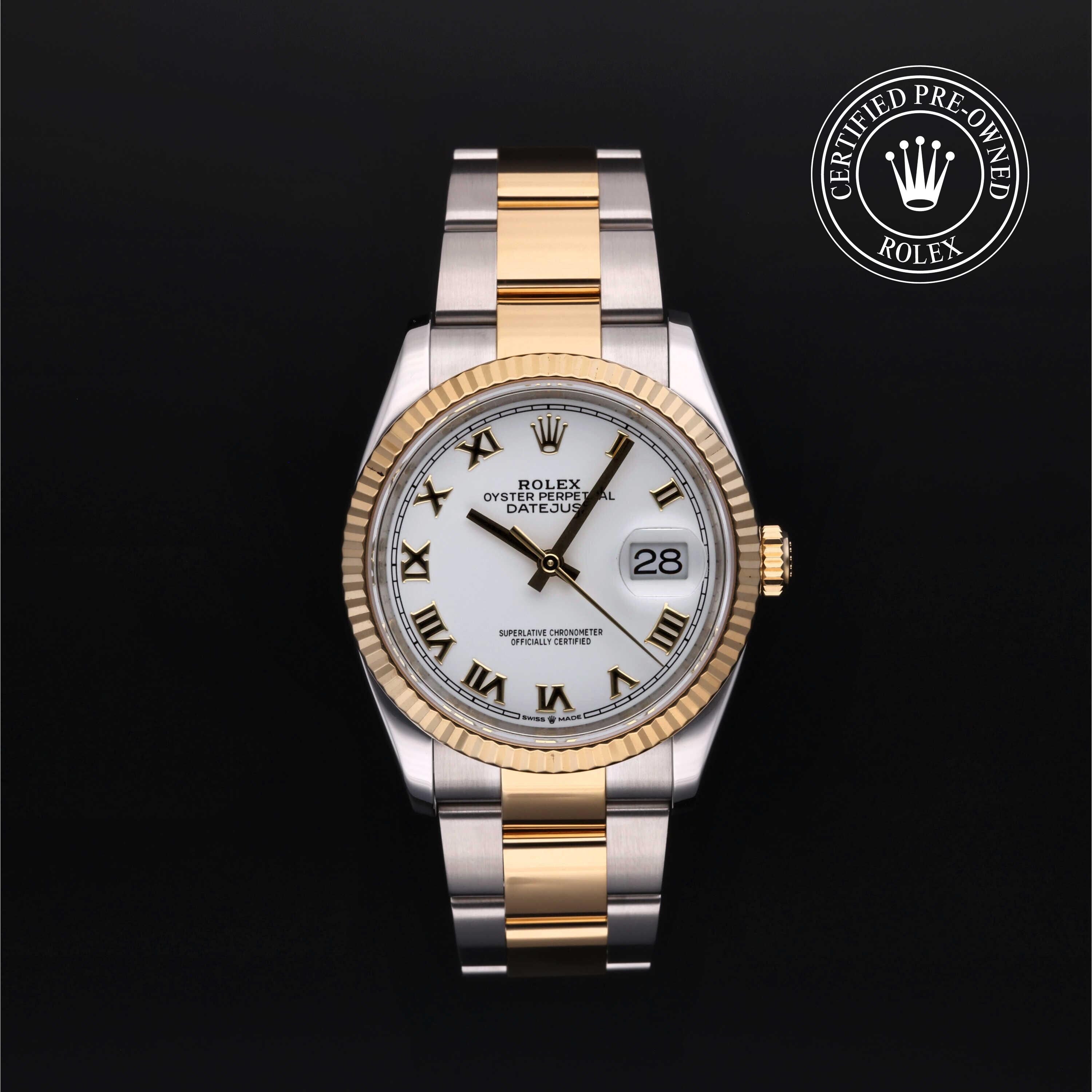 Rolex Certified Pre-owned Datejust M126233-0030 front on black background