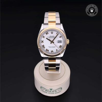Rolex Certified Pre-owned Datejust M126233-0030 front on black background