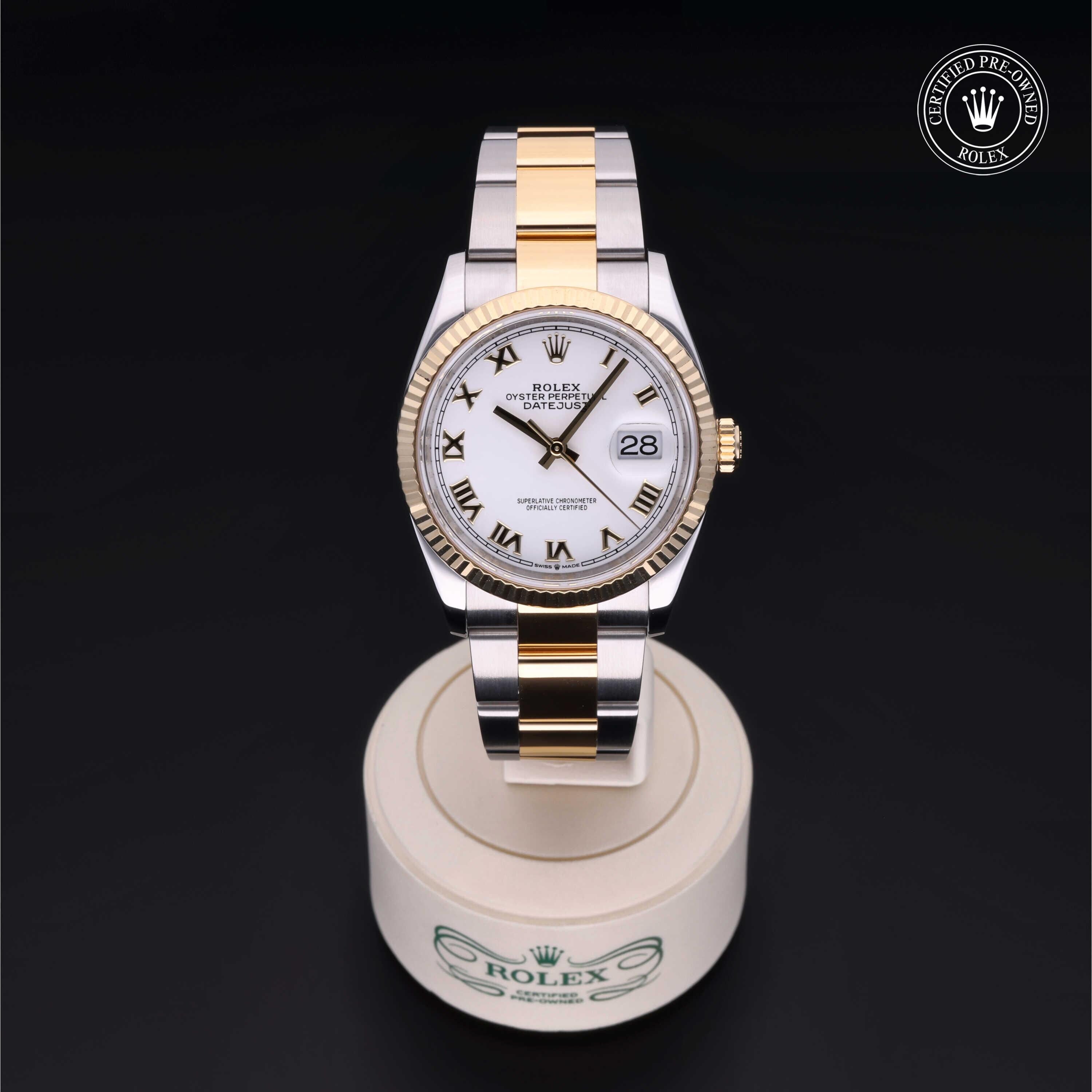 Rolex Certified Pre-owned Datejust M126233-0030 front on black background