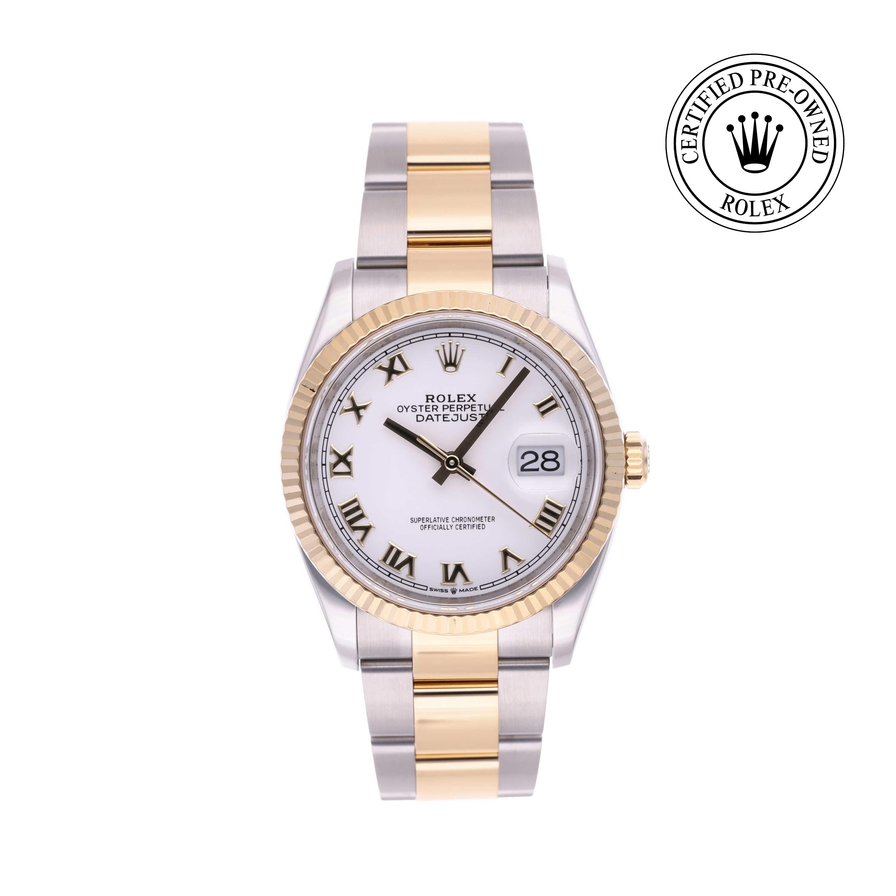 Rolex Certified Pre-owned Datejust M126233-0030 front on white background