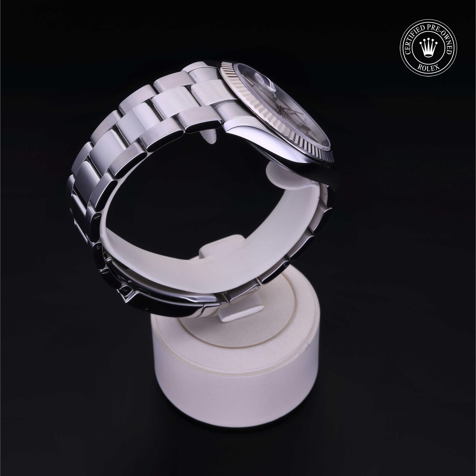 Rolex Certified Pre-owned Datejust M126334-0003 front on black background