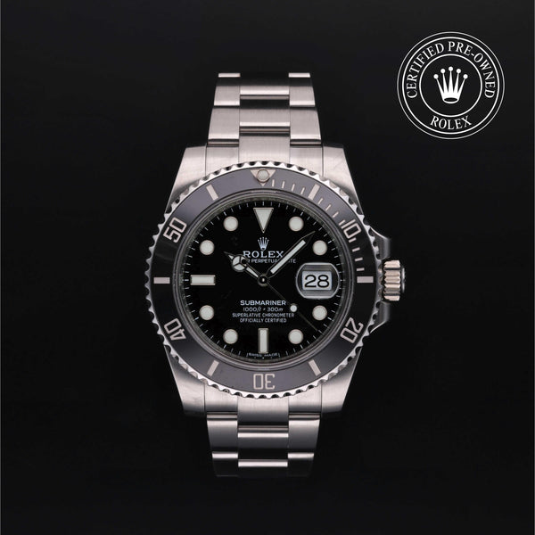 Rolex CPO Submariner M116610LN front on white background