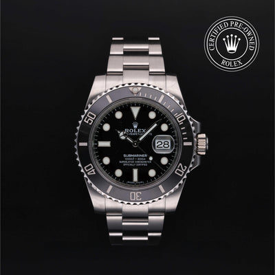 Rolex CPO Submariner M116610LN front on white background