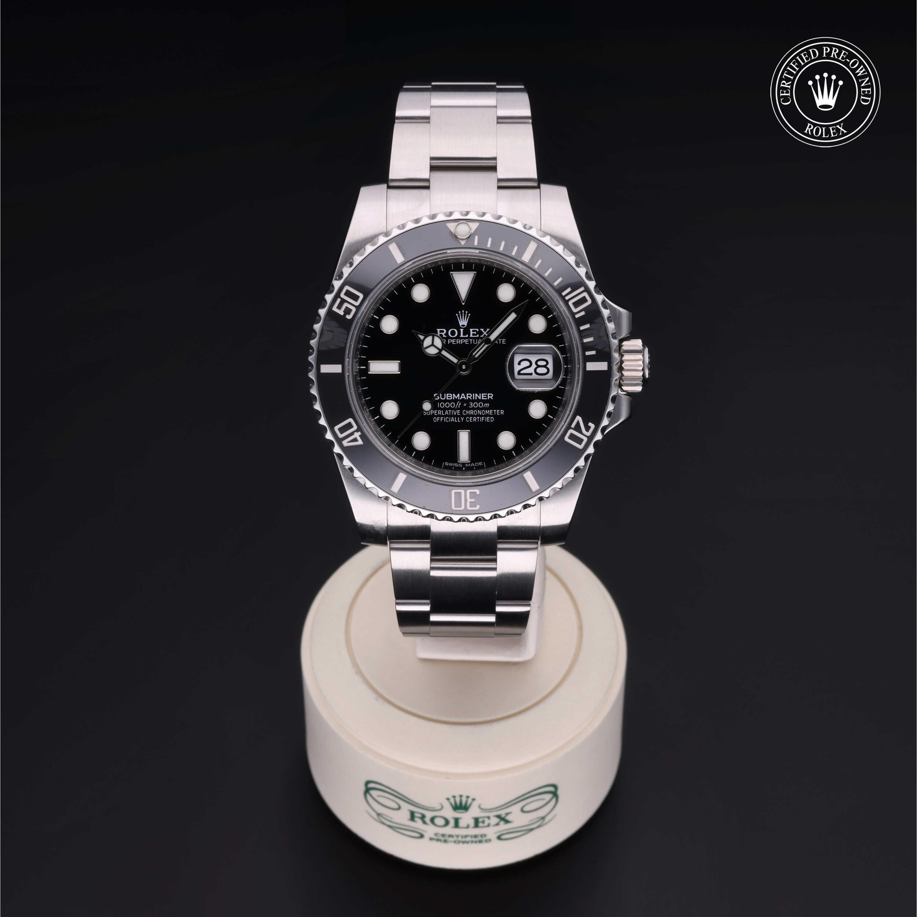 Rolex CPO Submariner M116610LN front on white background