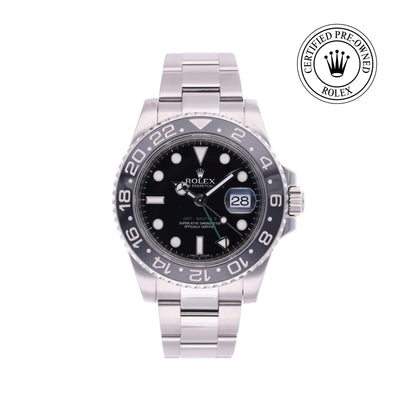 Rolex CPO GMT M116710LN front on white background