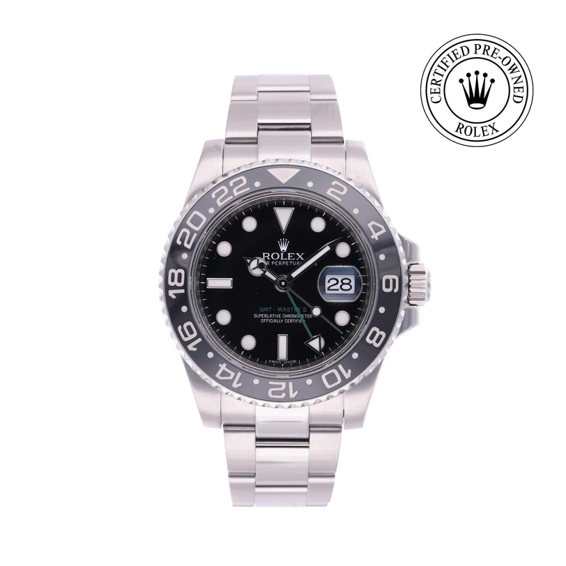 Rolex CPO GMT M116710LN front on white background