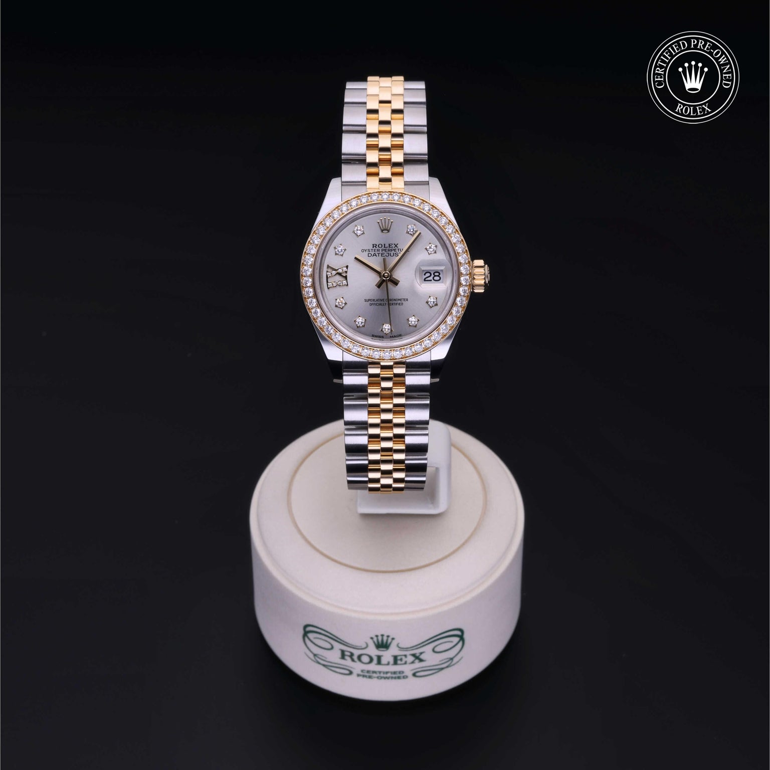 Rolex CPO Lady Datejust M279383RBR front on white background