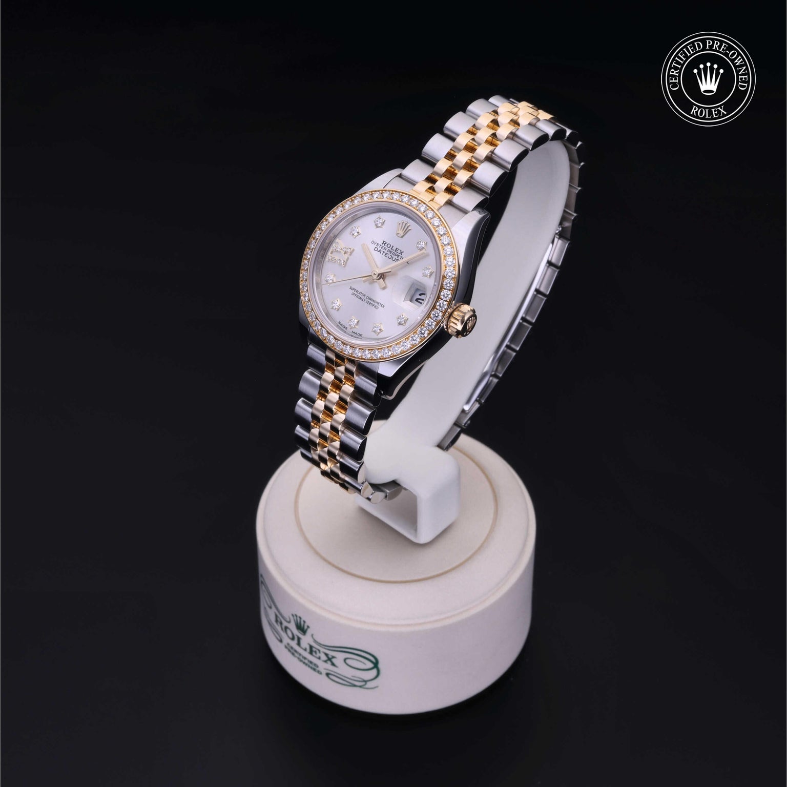 Rolex CPO Lady Datejust M279383RBR front on white background