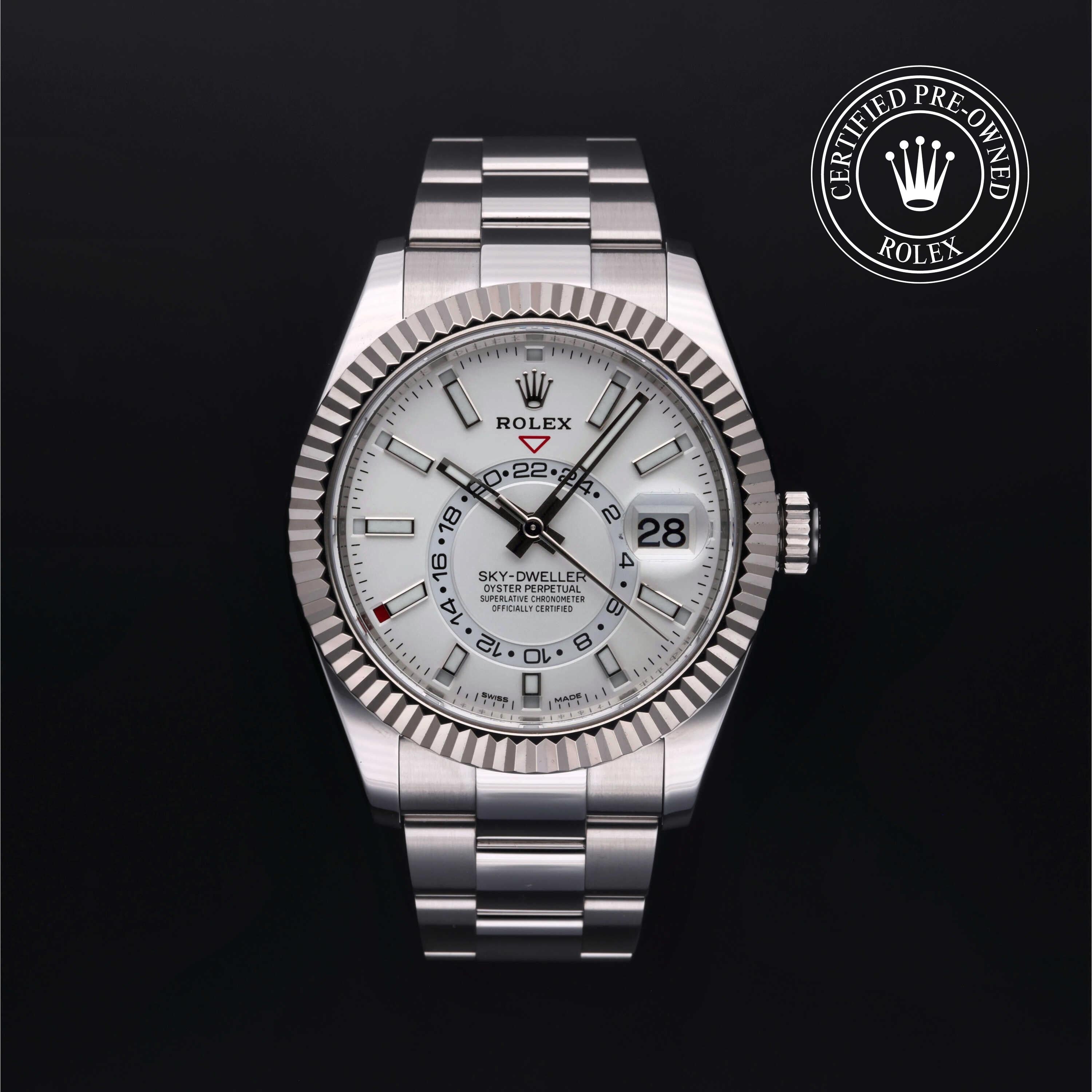 Rolex Certified Pre-owned Sky-Dweller M326934-0001 front on black background