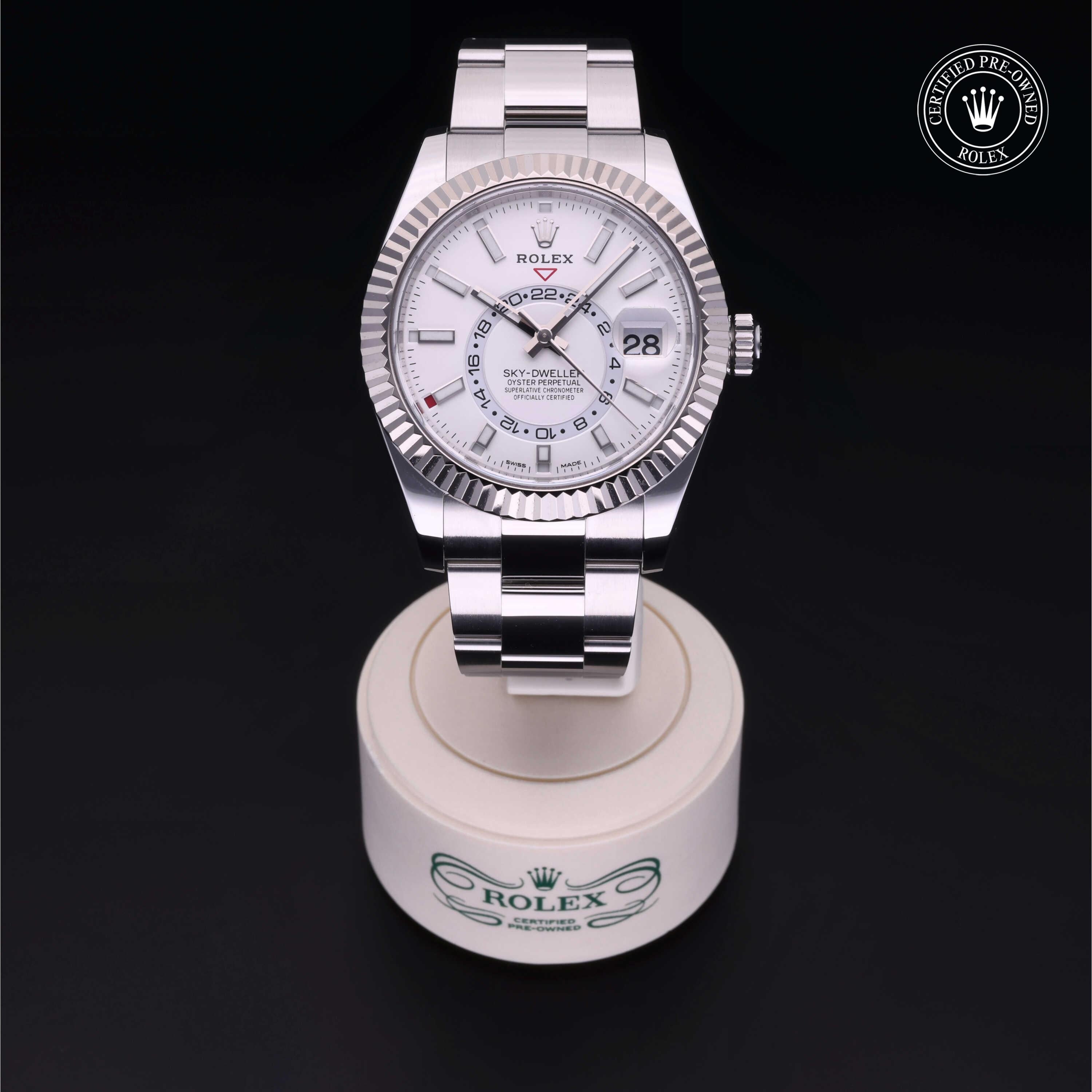 Rolex Certified Pre-owned Sky-Dweller M326934-0001 front on black background