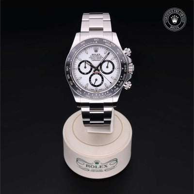 Rolex Certified Pre-owned Daytona M126500LN-0001 front on black background