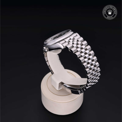 Rolex Certified Pre-owned Datejust M126200-0023 front on black background