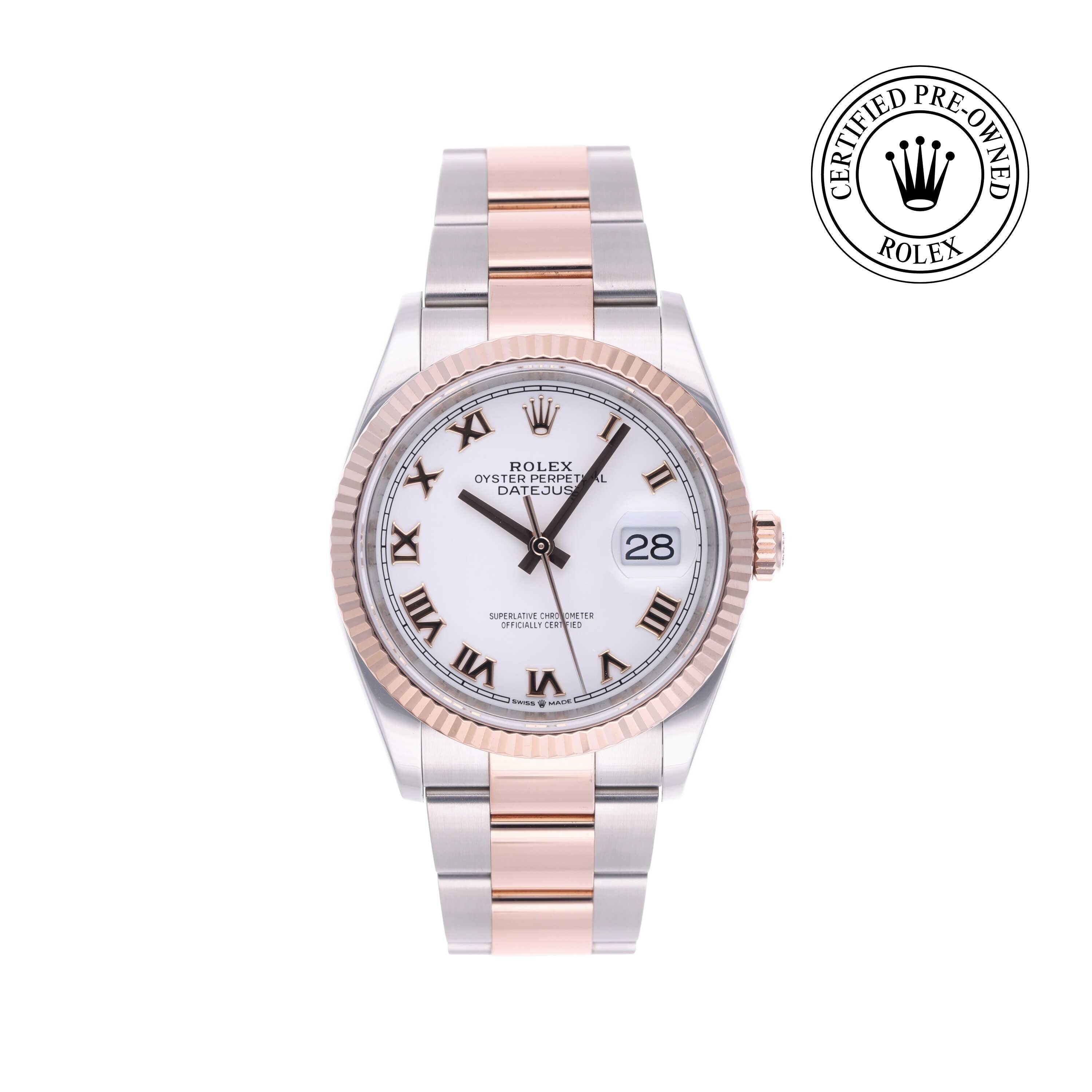 Rolex Certified Pre-owned Datejust M126231-0016 front on white background