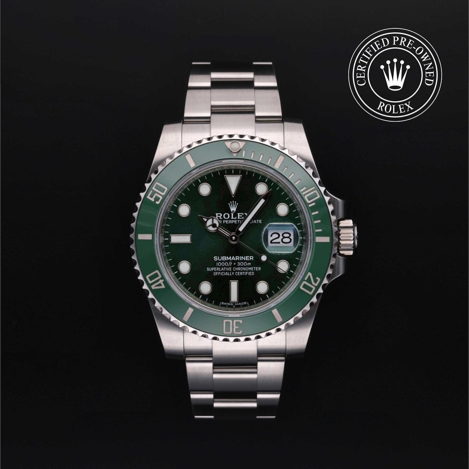 Rolex CPO Submariner M116610LV front on white background