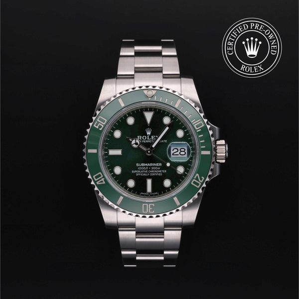 Rolex CPO Submariner M116610LV front on white background