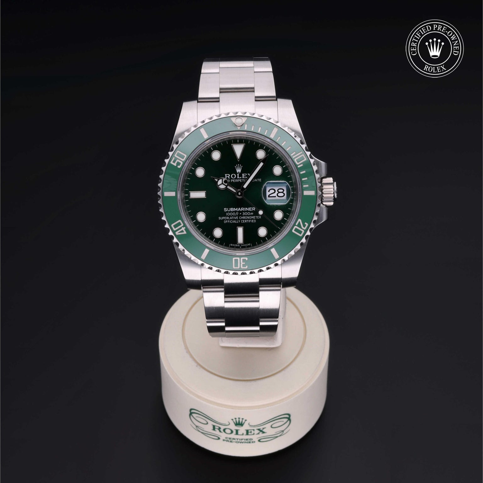 Rolex CPO Submariner M116610LV front on white background