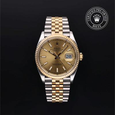 Rolex Certified Pre-owned Datejust M126233-0015 front on black background