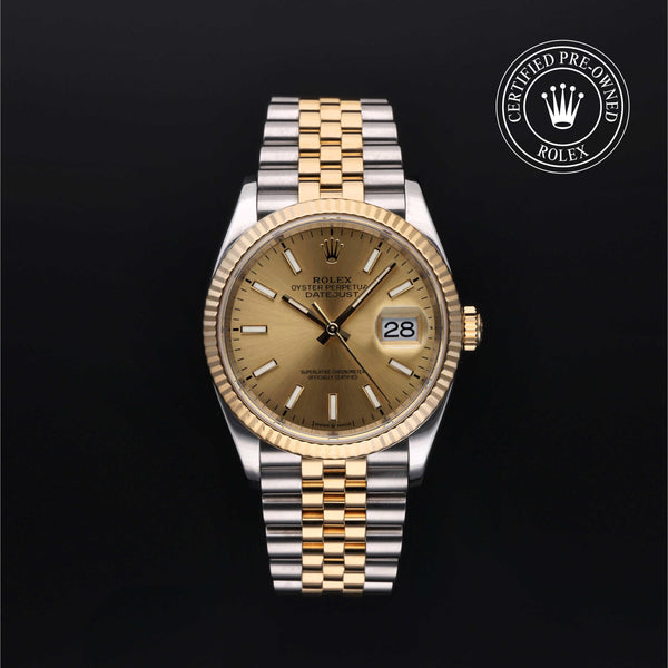 Rolex Certified Pre-owned Datejust M126233-0015 front on black background