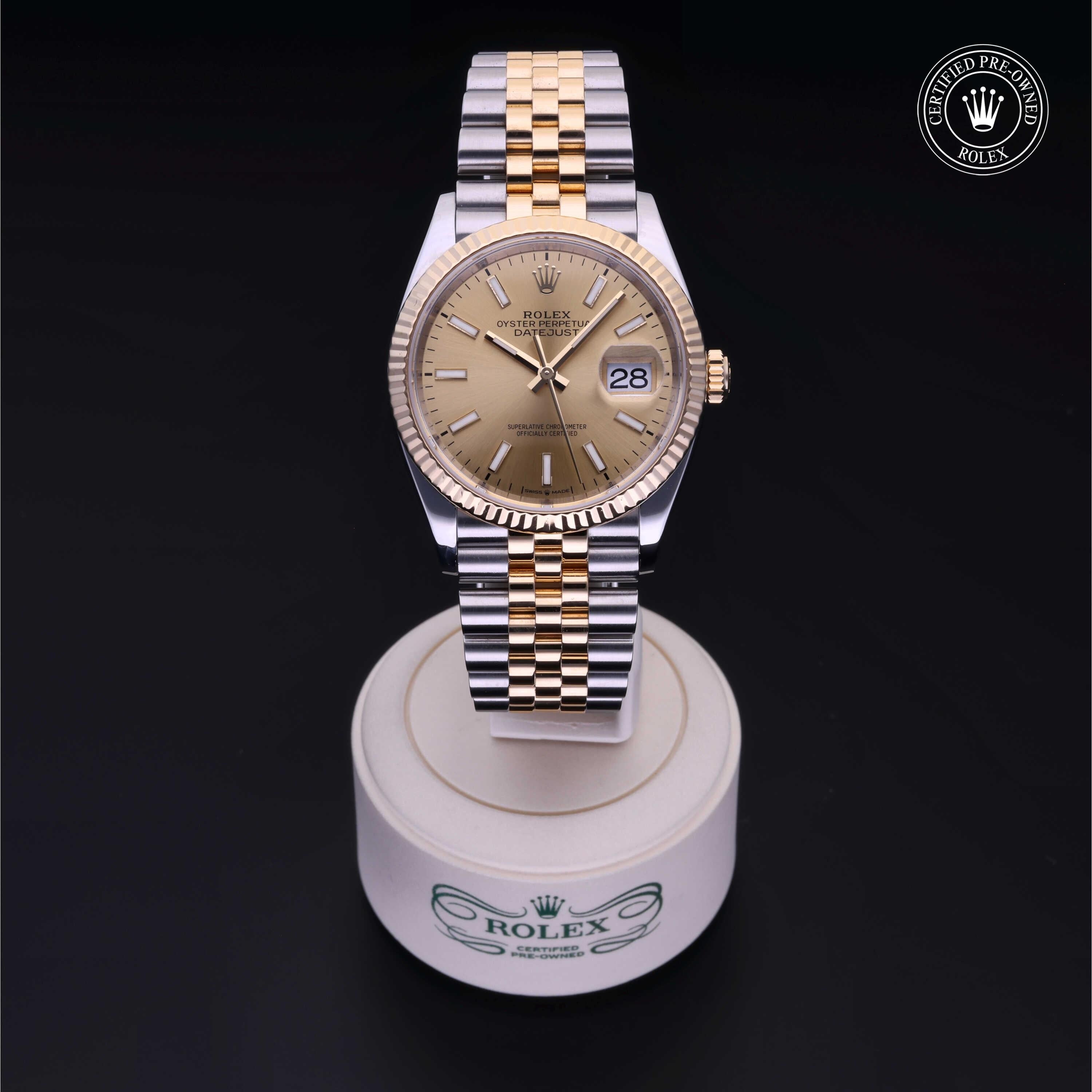 Rolex Certified Pre-owned Datejust M126233-0015 front on black background
