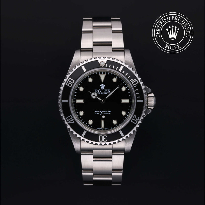 Rolex Certified Pre-owned Submariner Non Date M14060-0001 front on black background
