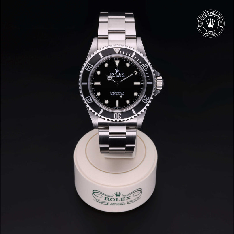 Rolex Certified Pre-owned Submariner Non Date M14060-0001 front on black background