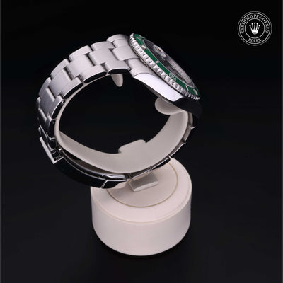 Rolex Certified Pre-owned Submariner M116610LV-0002 front on black background