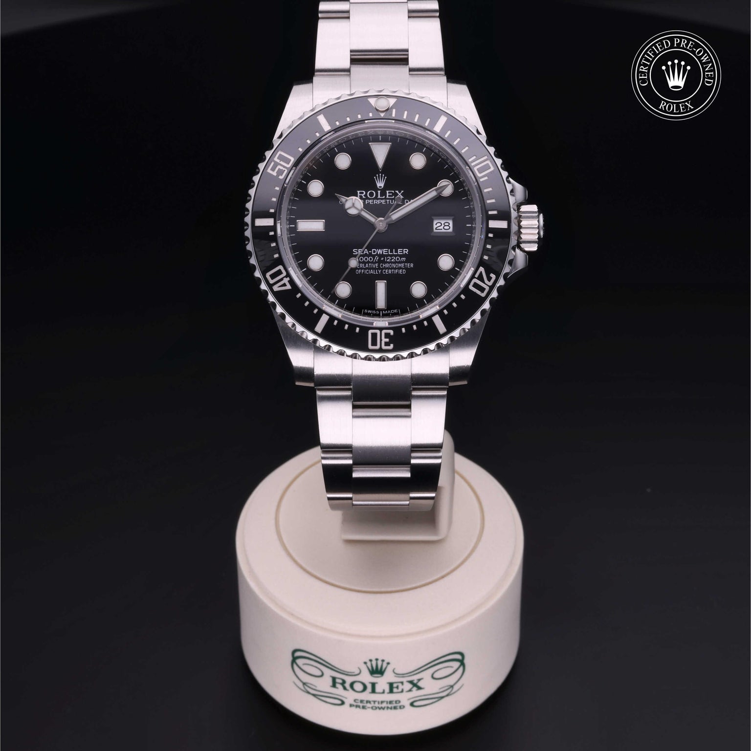 Rolex Certified Pre-owned Sea-Dweller M116600-0003 front on black background