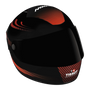 Black and red motorcycle helmet with Tissot branding on a white background