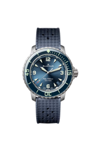 Fifty Fathoms Automatique | 38.3mm, Sunburst Blue Dial, Rubber Strap