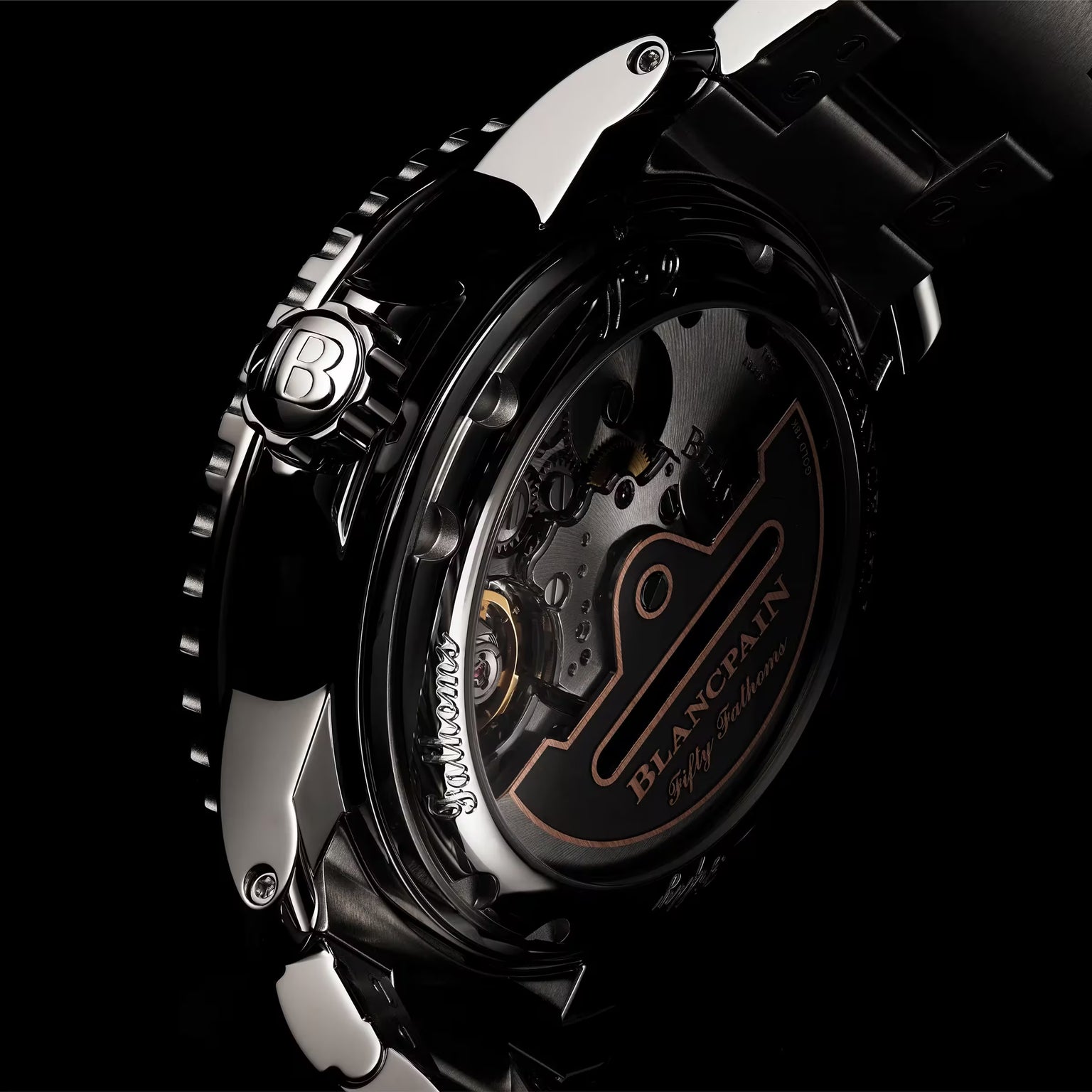 Fifty Fathoms Automatique | 43.3mm, Sunburst Black Dial, Rubber Strap